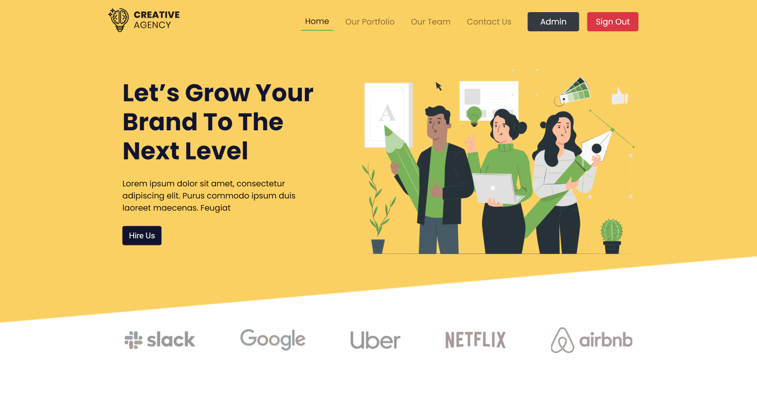 Admin Landing Page