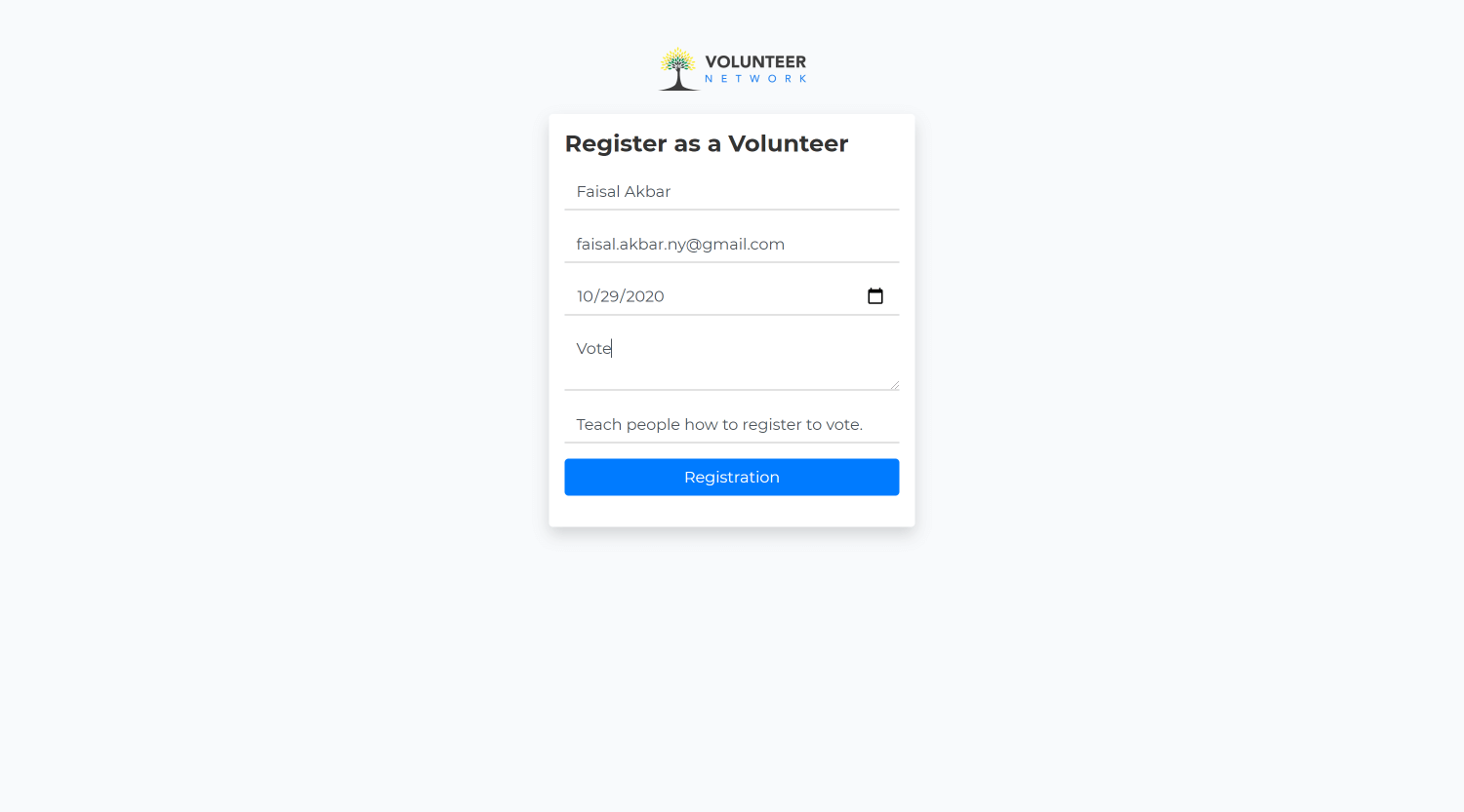 volunteer event registration